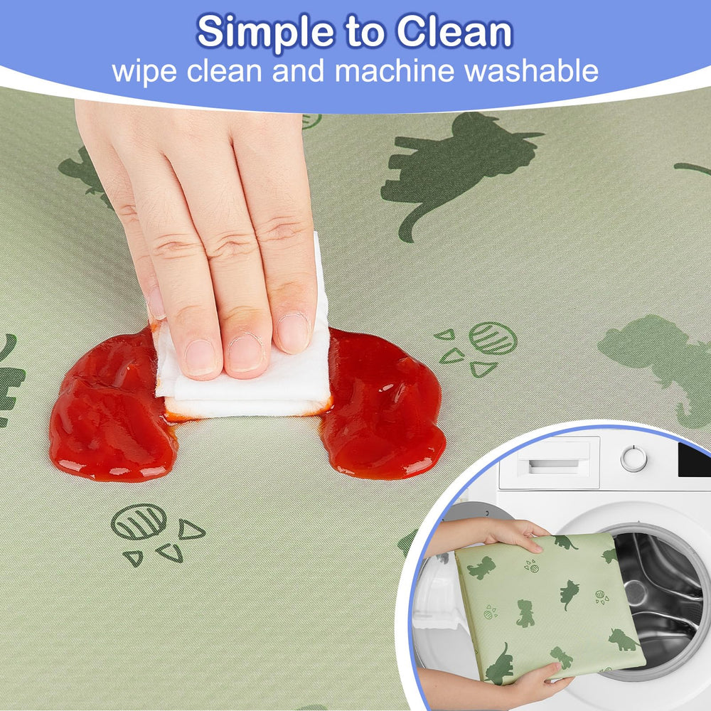 Basumee 46x42-inch dinosaur-pattern mat covers play and dining areas.