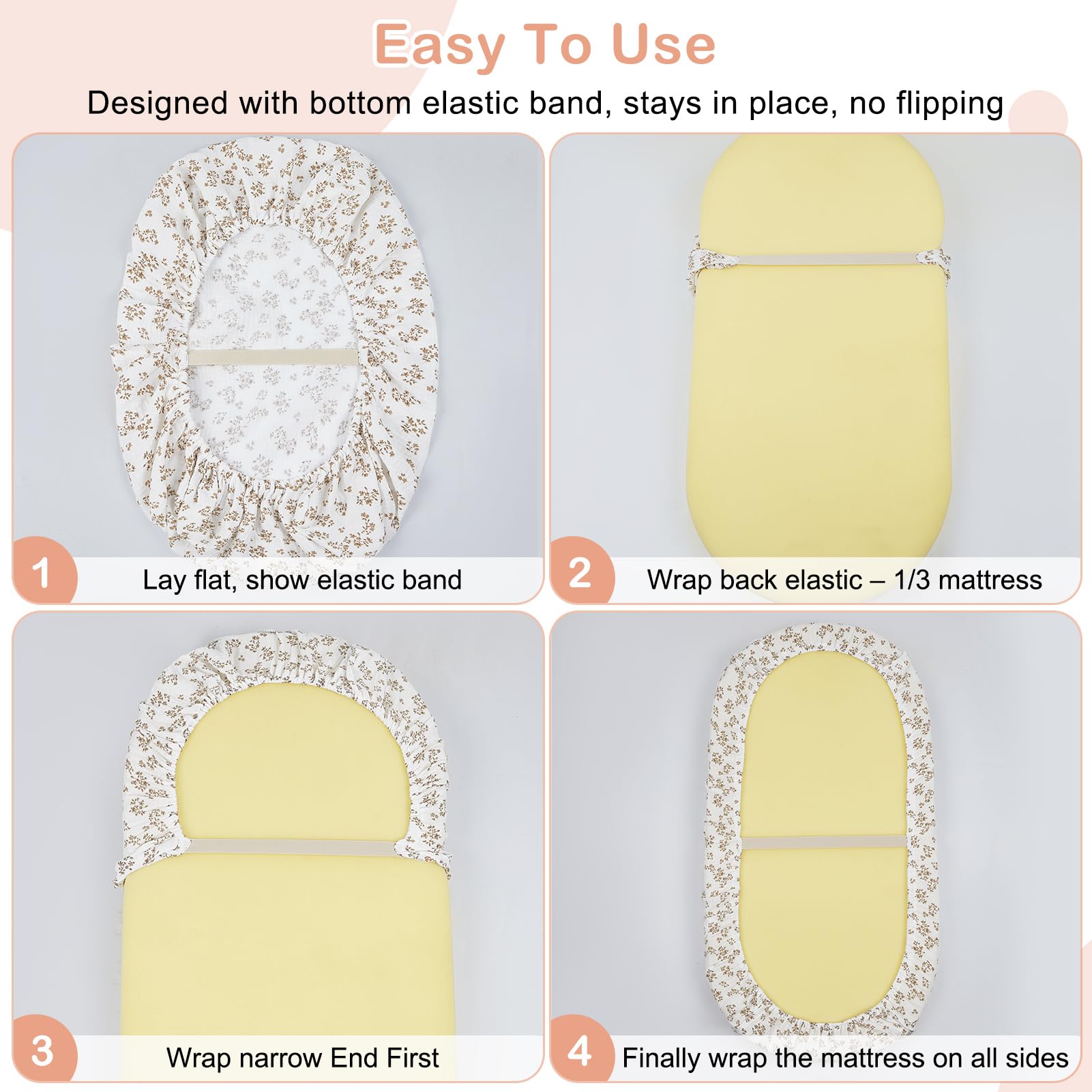 Basumee bassinet sheet easy installation supports quick changes during the night.