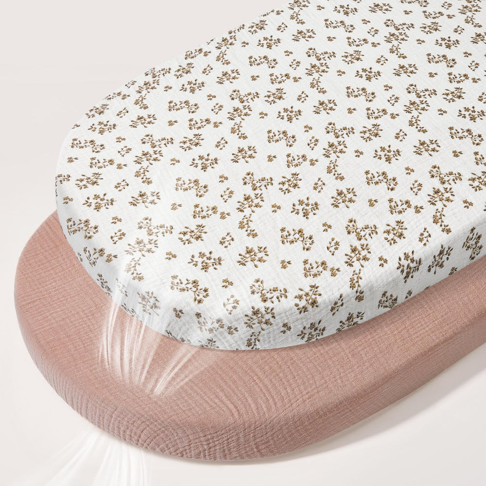 Basumee bassinet sheet ideal for travel or daily use to keep surfaces clean.