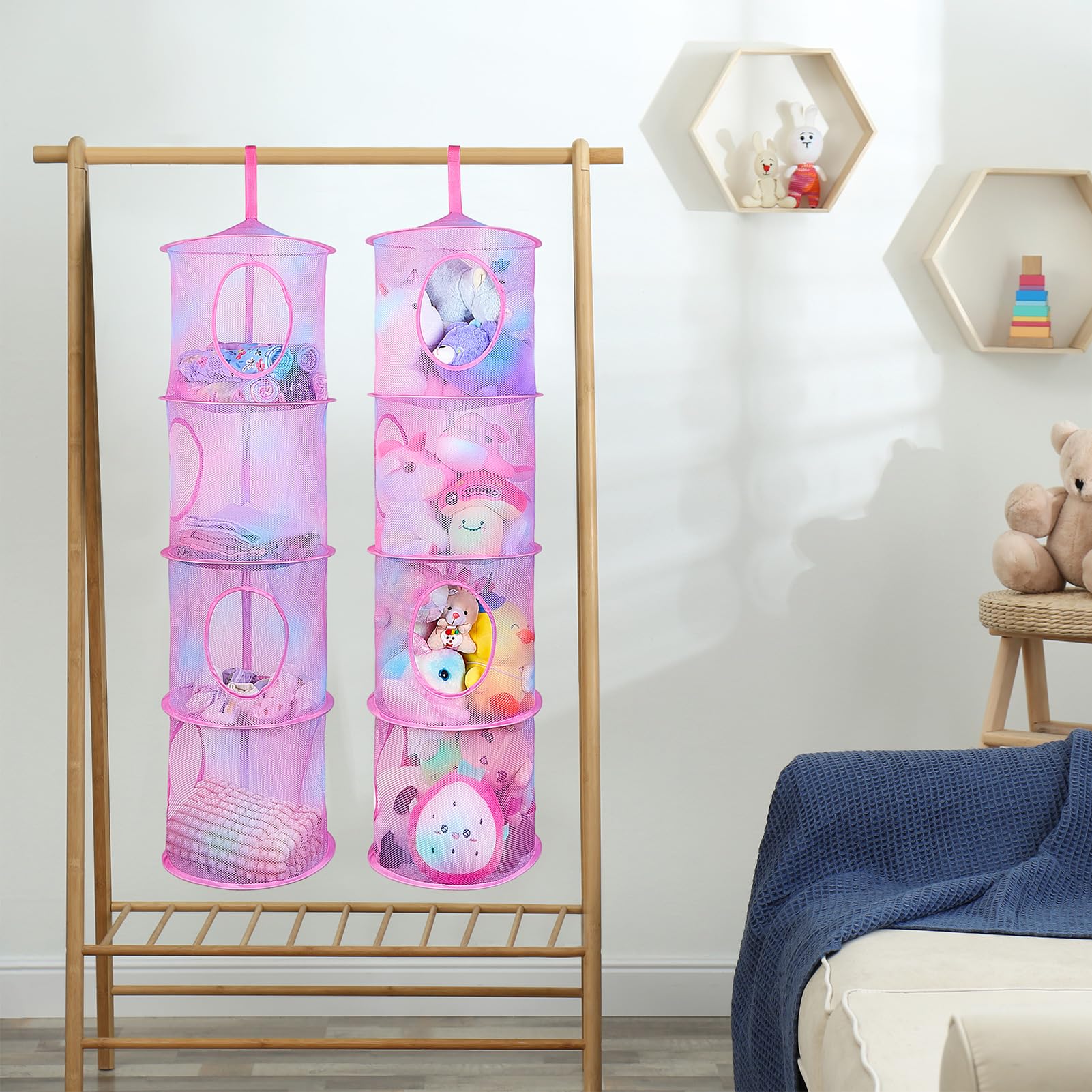 Basumee colorful compartments keep plushies visible and easy to sort.
