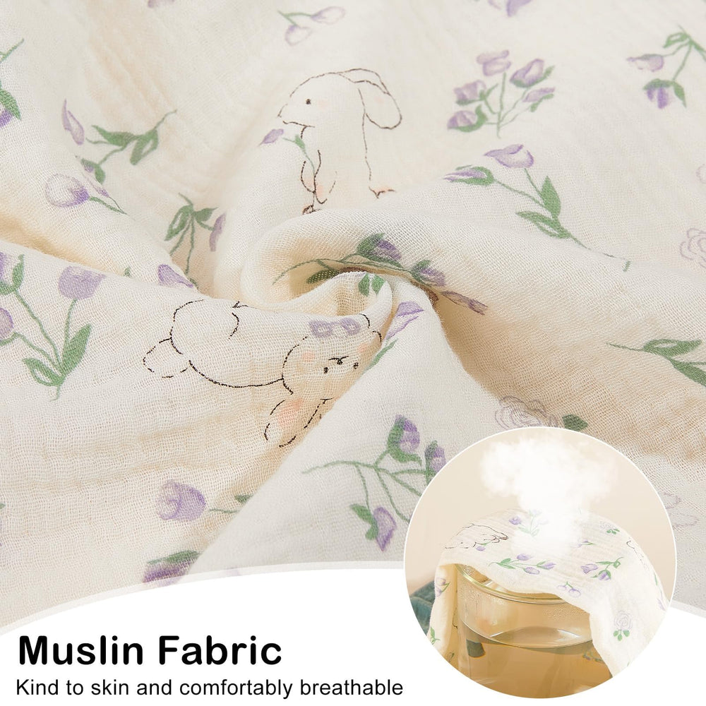 Basumee green bunny pillowcase with ruffle edge on bed adds cute style while staying durable.