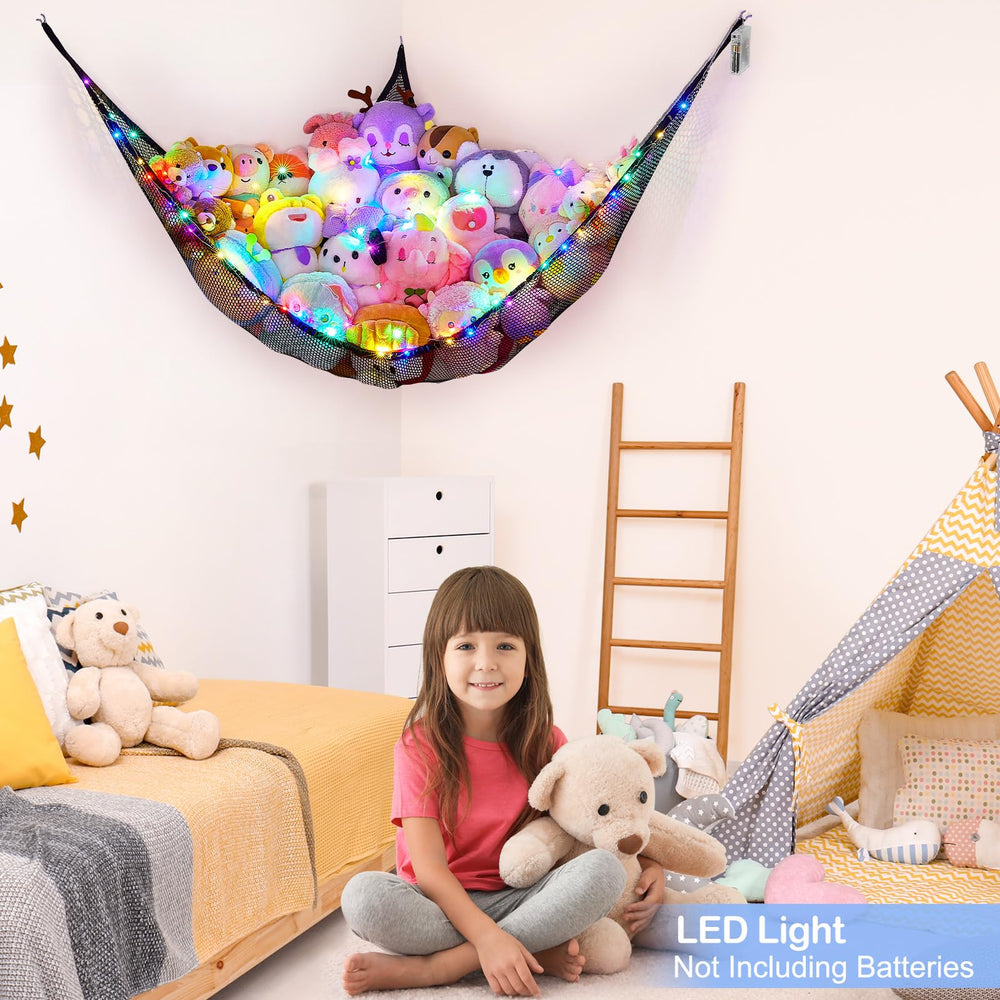 Basumee hammock expands to 51 by 51 by 71 inches for versatile storage.