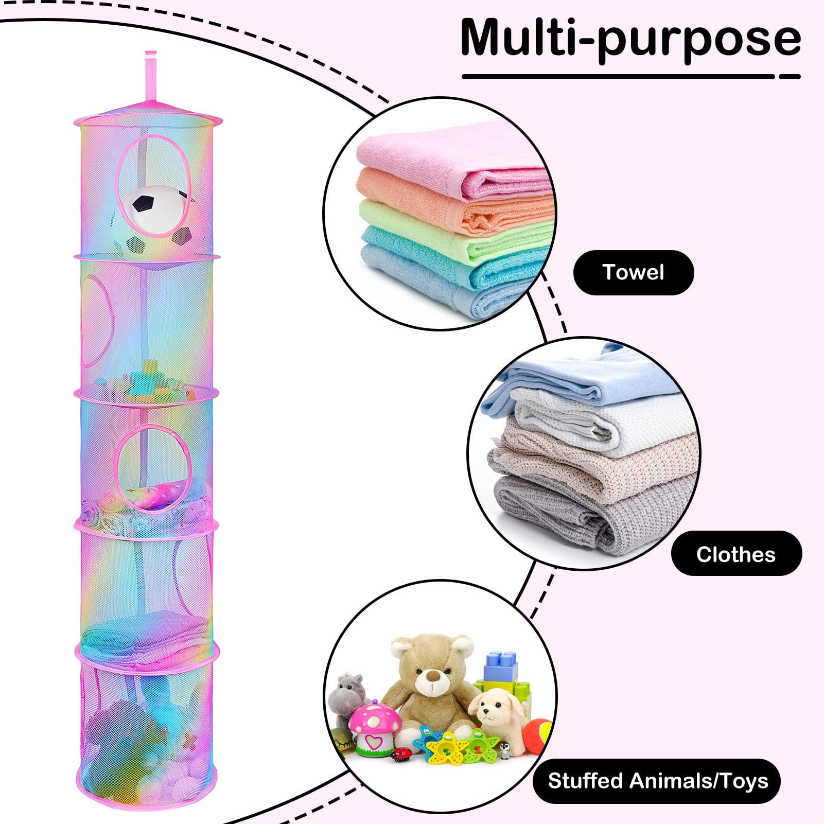 Basumee hanging setup in kids room saves floor space and reduces clutter.