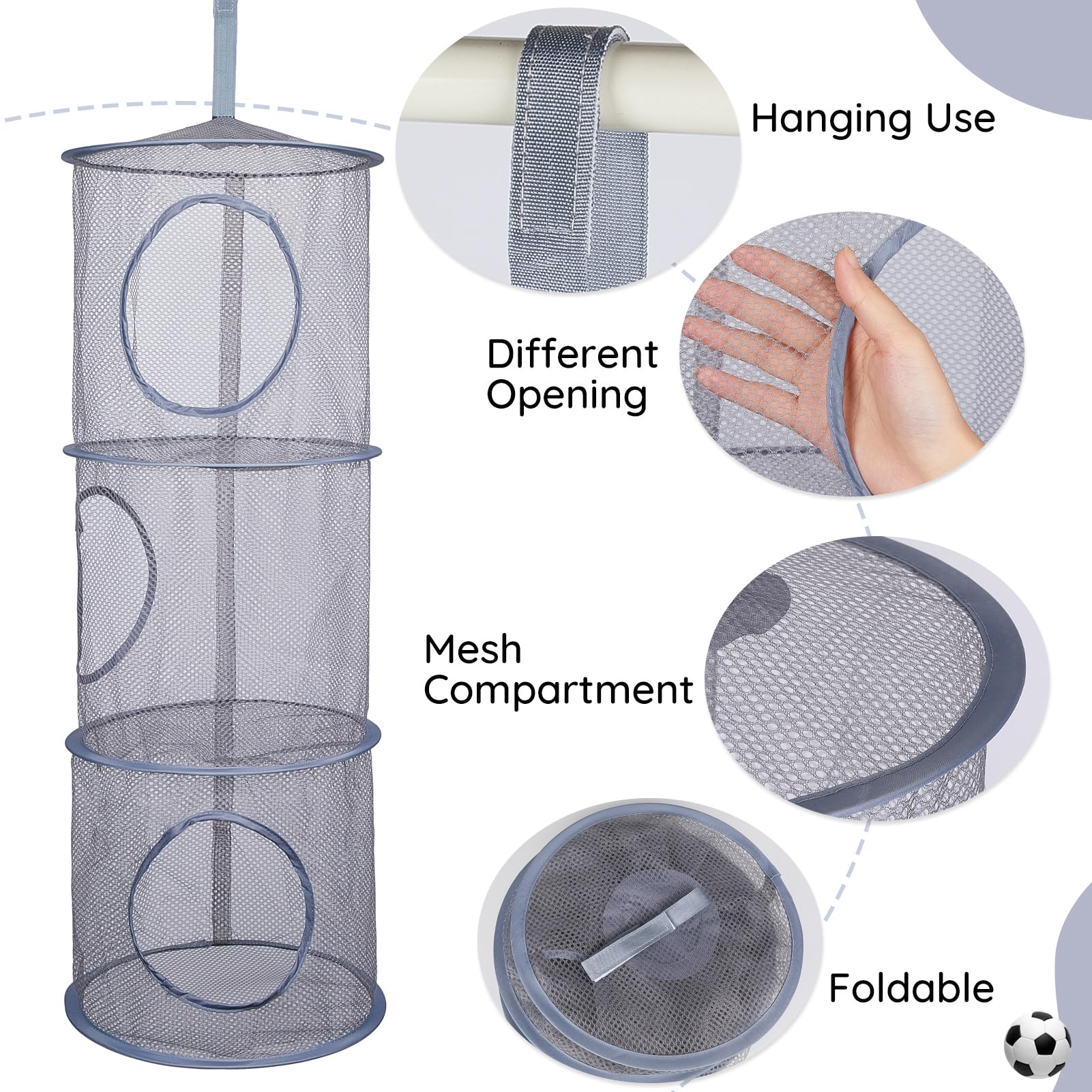 Basumee hanging storage net is easy to install and ideal for closet or hallway spaces.