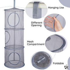 Basumee hanging storage net is easy to install and ideal for closet or hallway spaces.