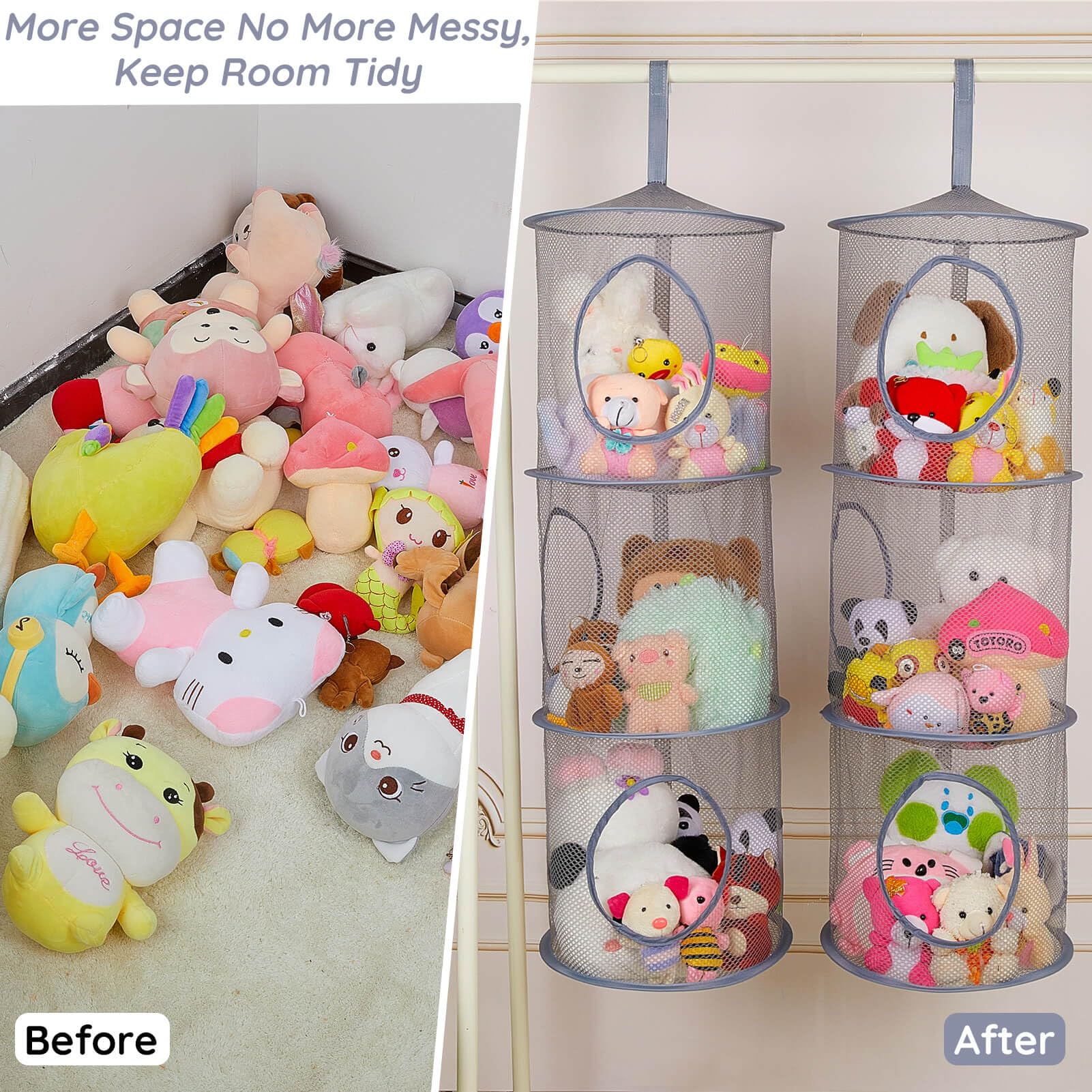 Basumee sturdy tear-resistant net ensures durable plush storage for daily use.