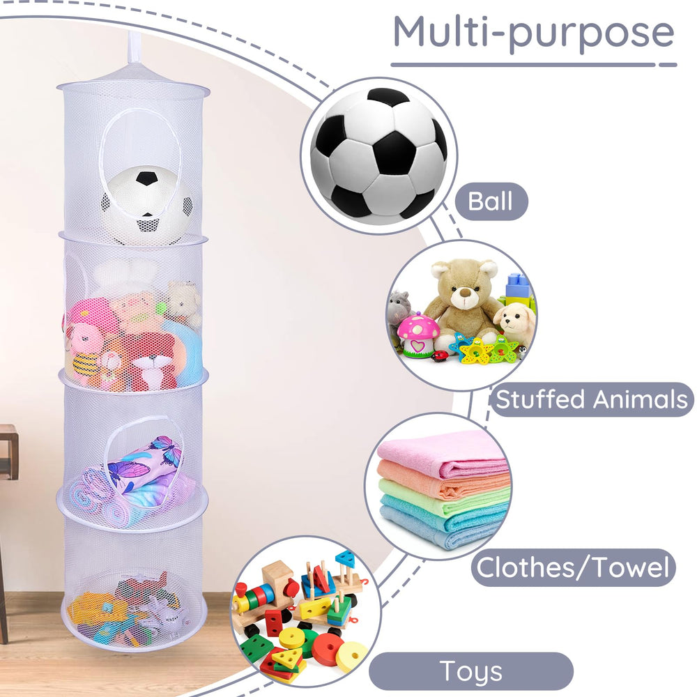 Basumee mesh toy storage with varied directions for easy access