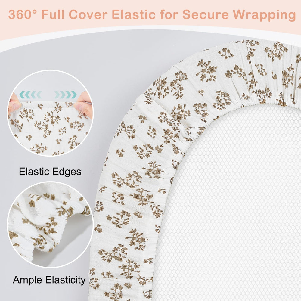 Basumee muslin bassinet sheet two-pack ensures clean backups for busy nurseries.