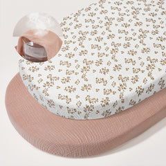 Basumee muslin bassinet sheet breathable fabric for newborn comfort and skin gentle sleep.