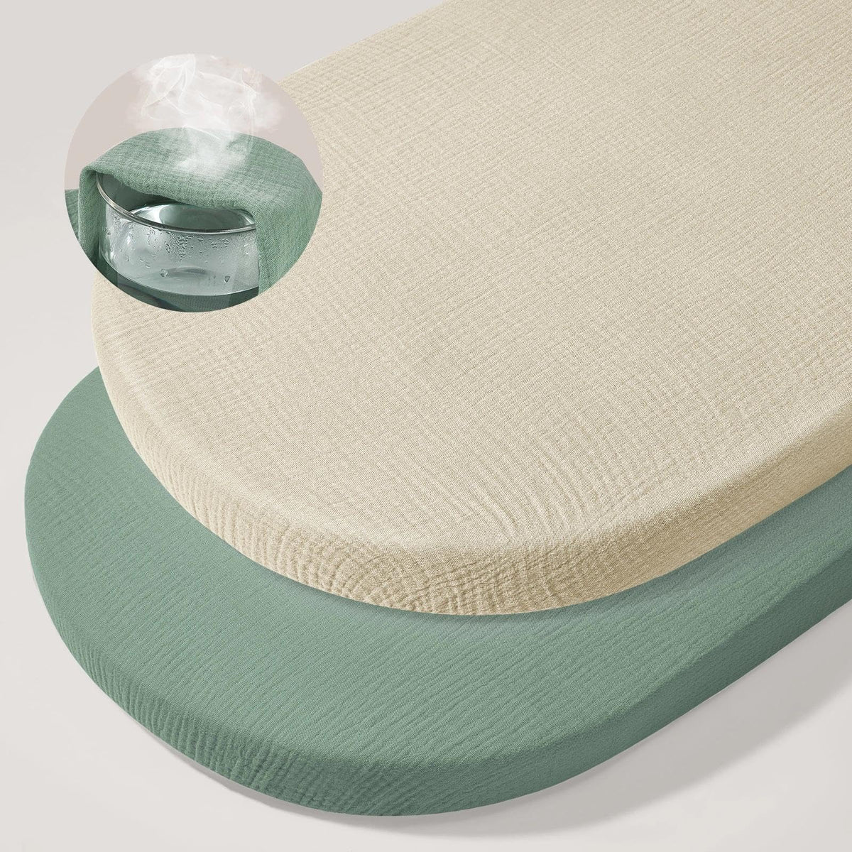 Basumee muslin bassinet sheet offers breathable overnight comfort for baby