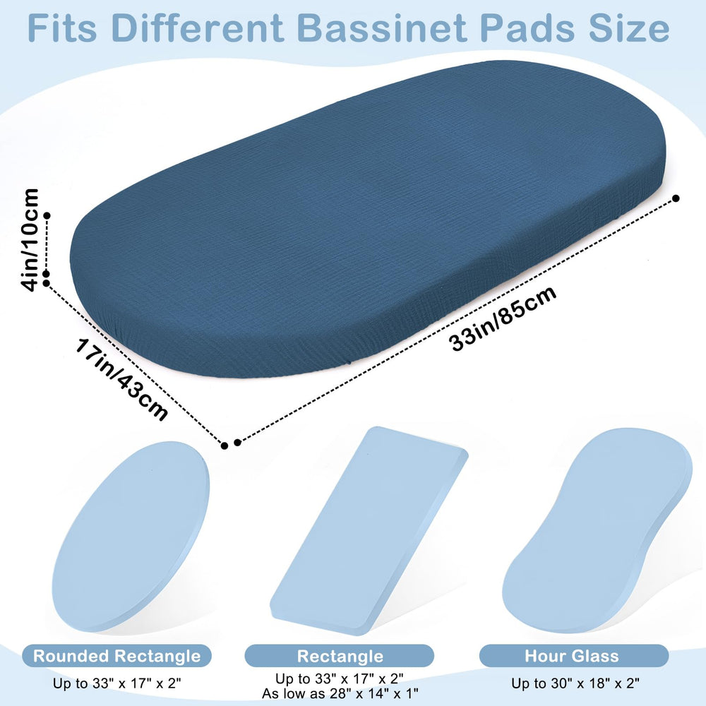 Basumee muslin bassinet sheet easy-installation shows quick, secure setup.