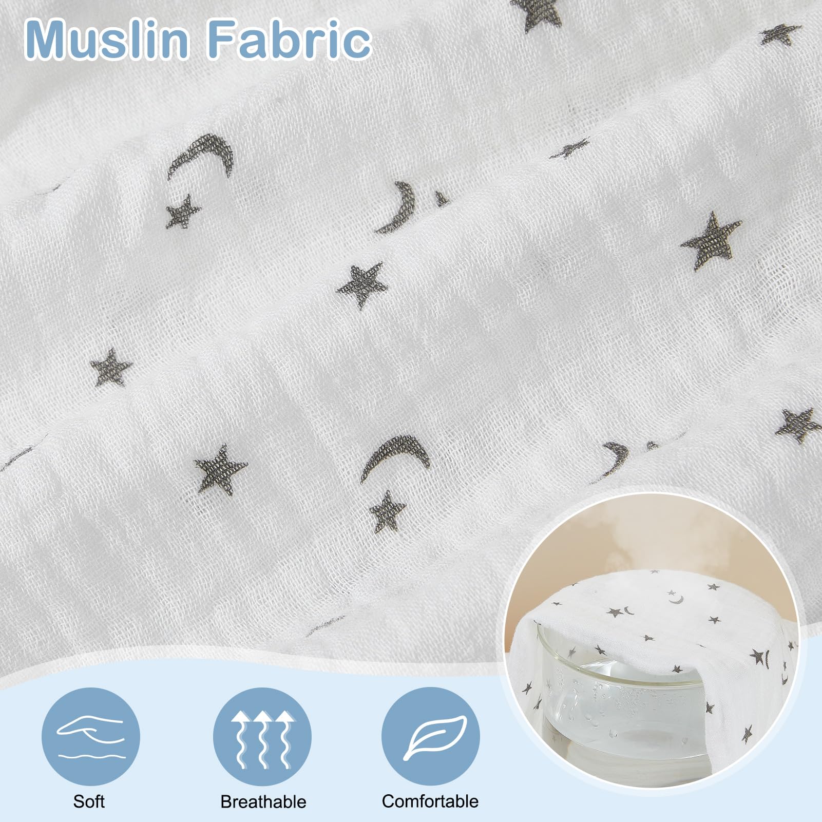 Basumee muslin bassinet sheet with elastic bottom demonstrates secure, snug mattress fit.
