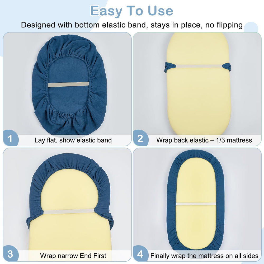 Basumee muslin bassinet sheet rectangle-fit for standard 33x17x4 inch mattresses.