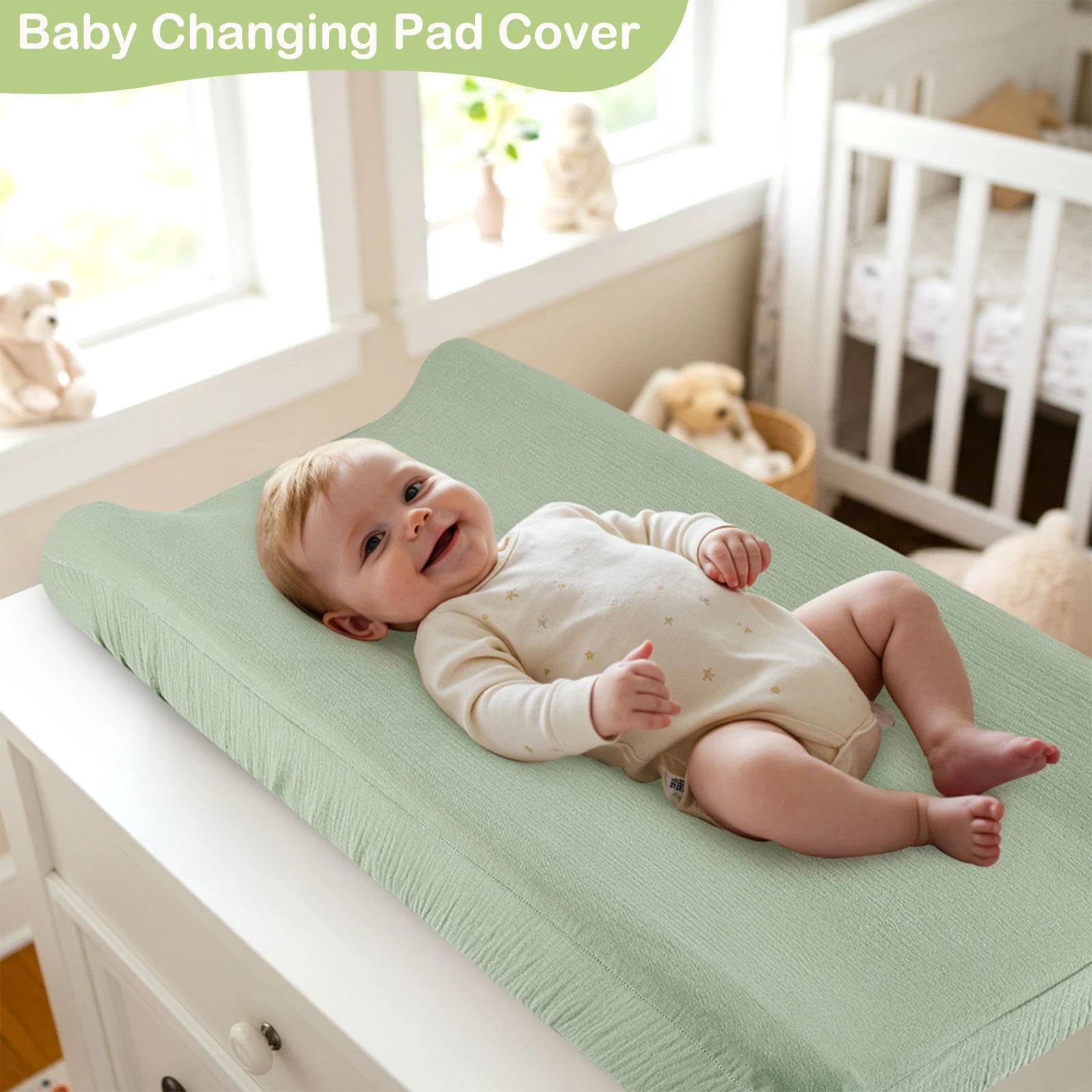 Basumee Muslin Changing Pad Cover two-pack design supports easy rotation and clean aesthetics.