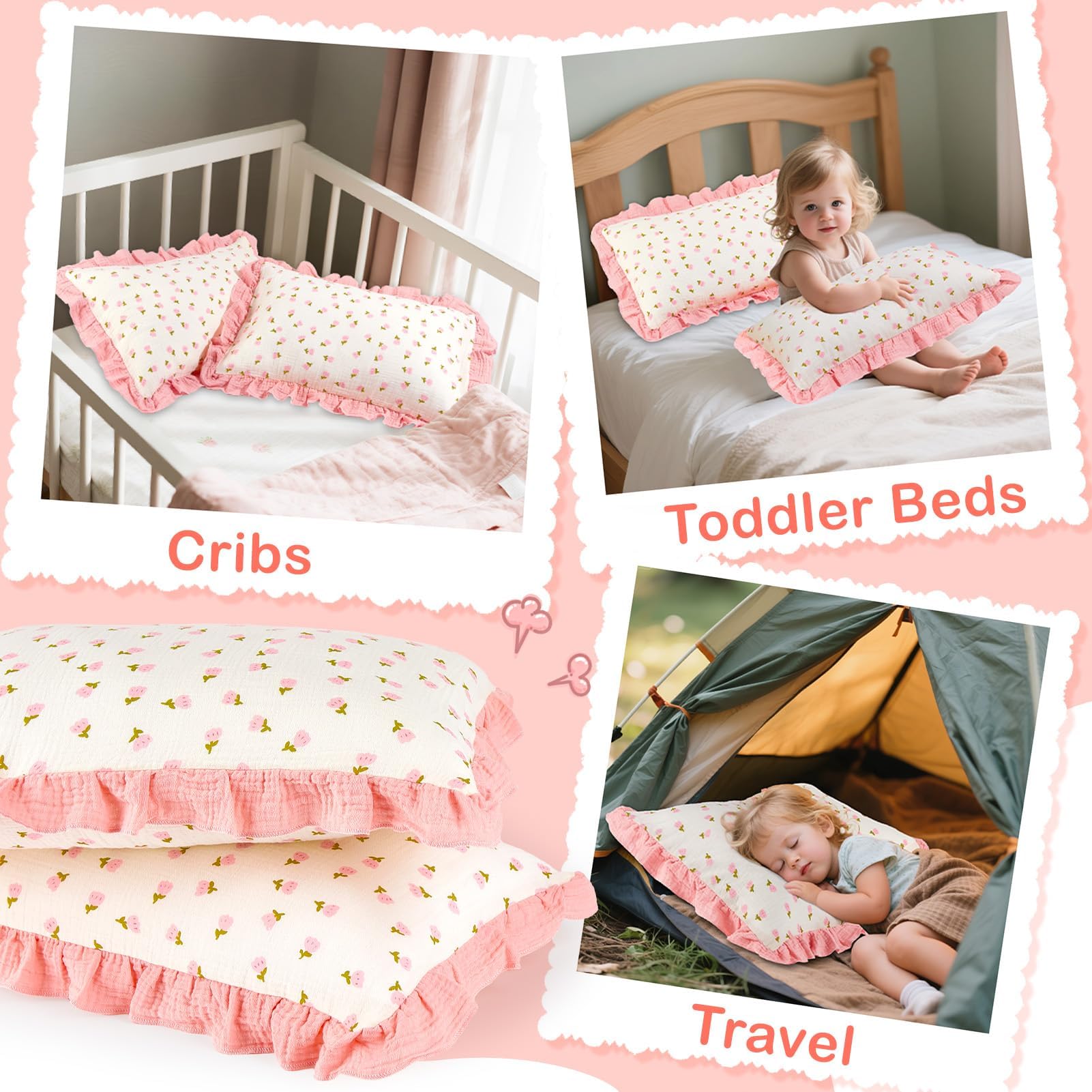 Basumee pillowcase adds cute decor to crib or toddler bed.