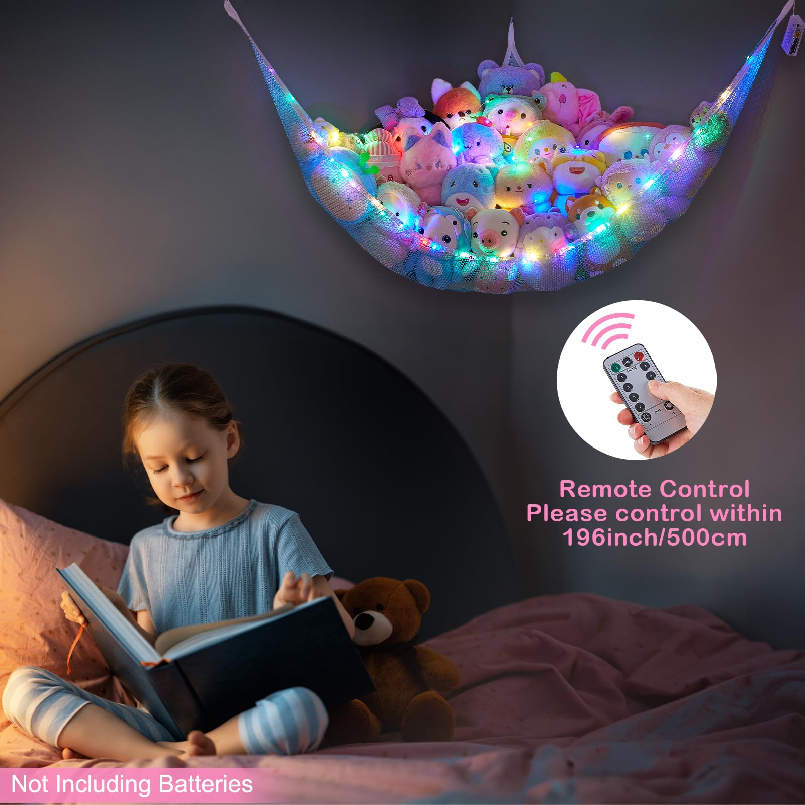 Basumee nursery organization hammock blends into decor while keeping toys accessible