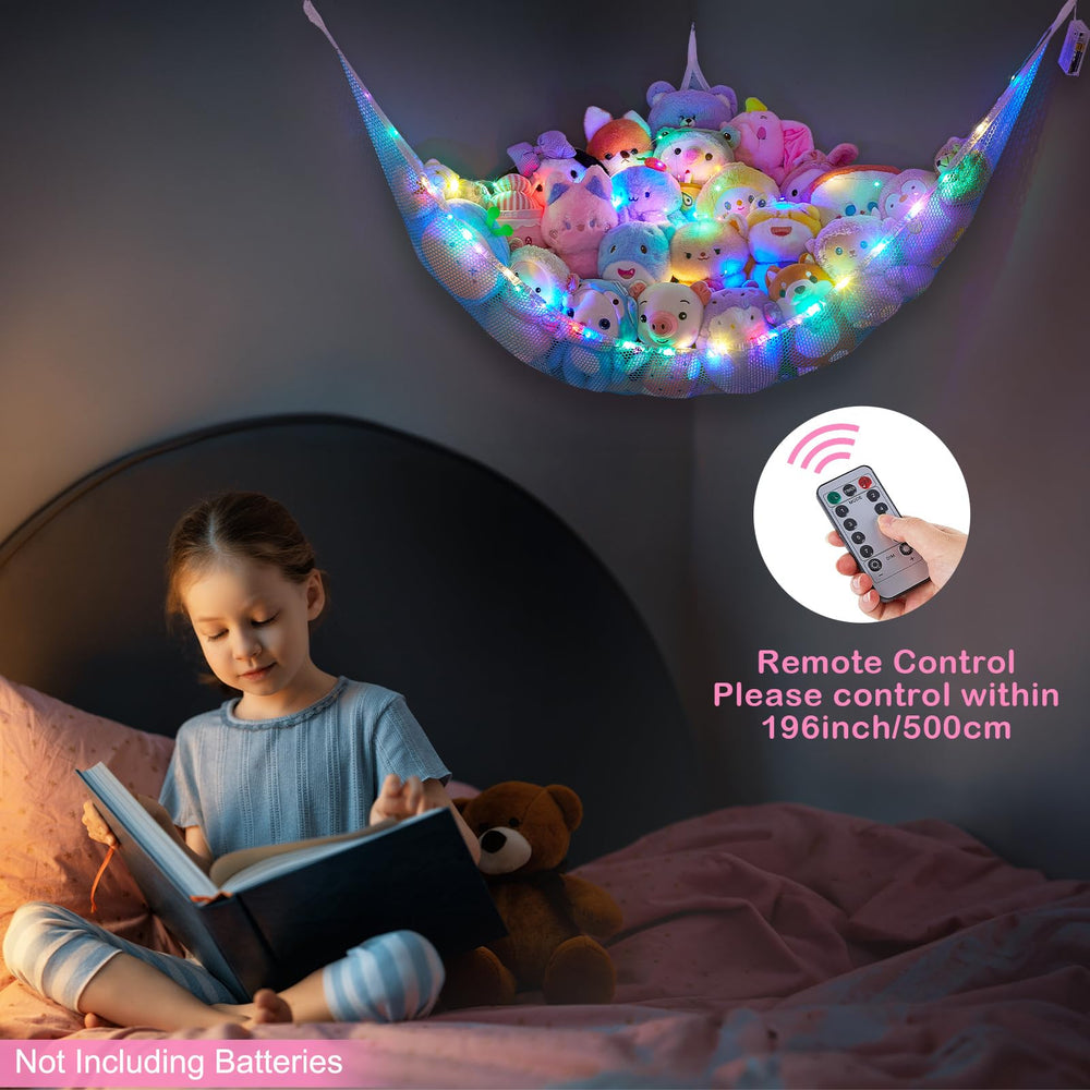 Basumee nursery organization hammock blends into decor while keeping toys accessible