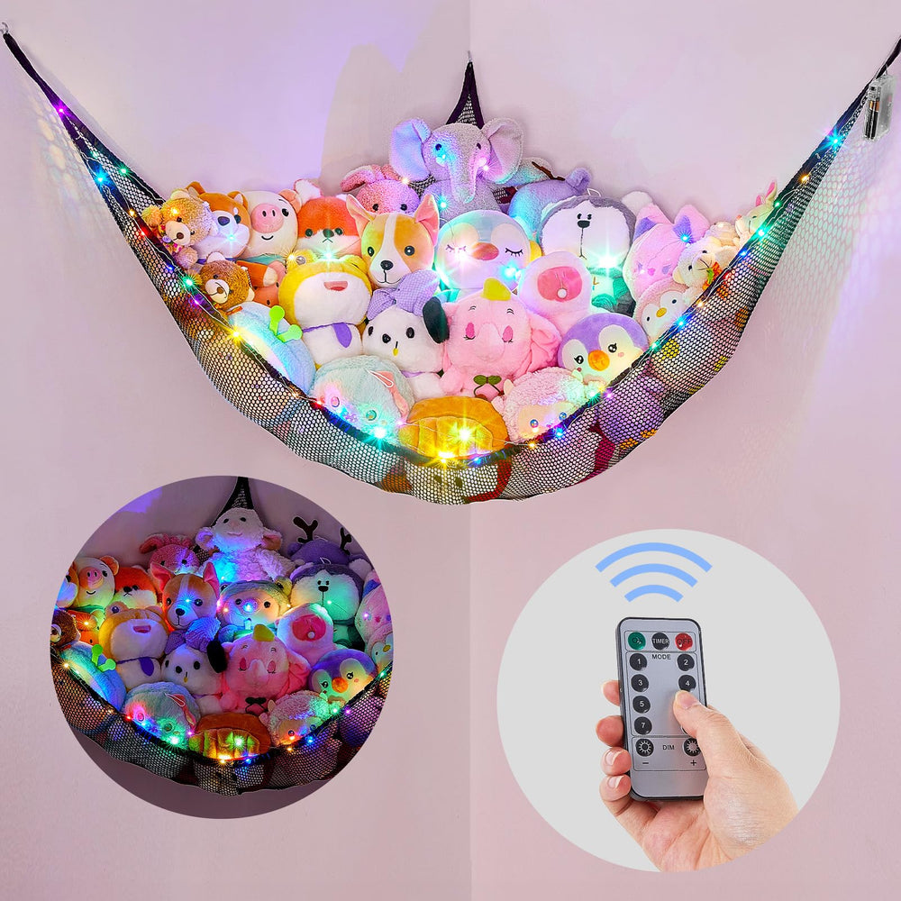 Basumee package includes hammock, lights, remote, and mounting hardware.