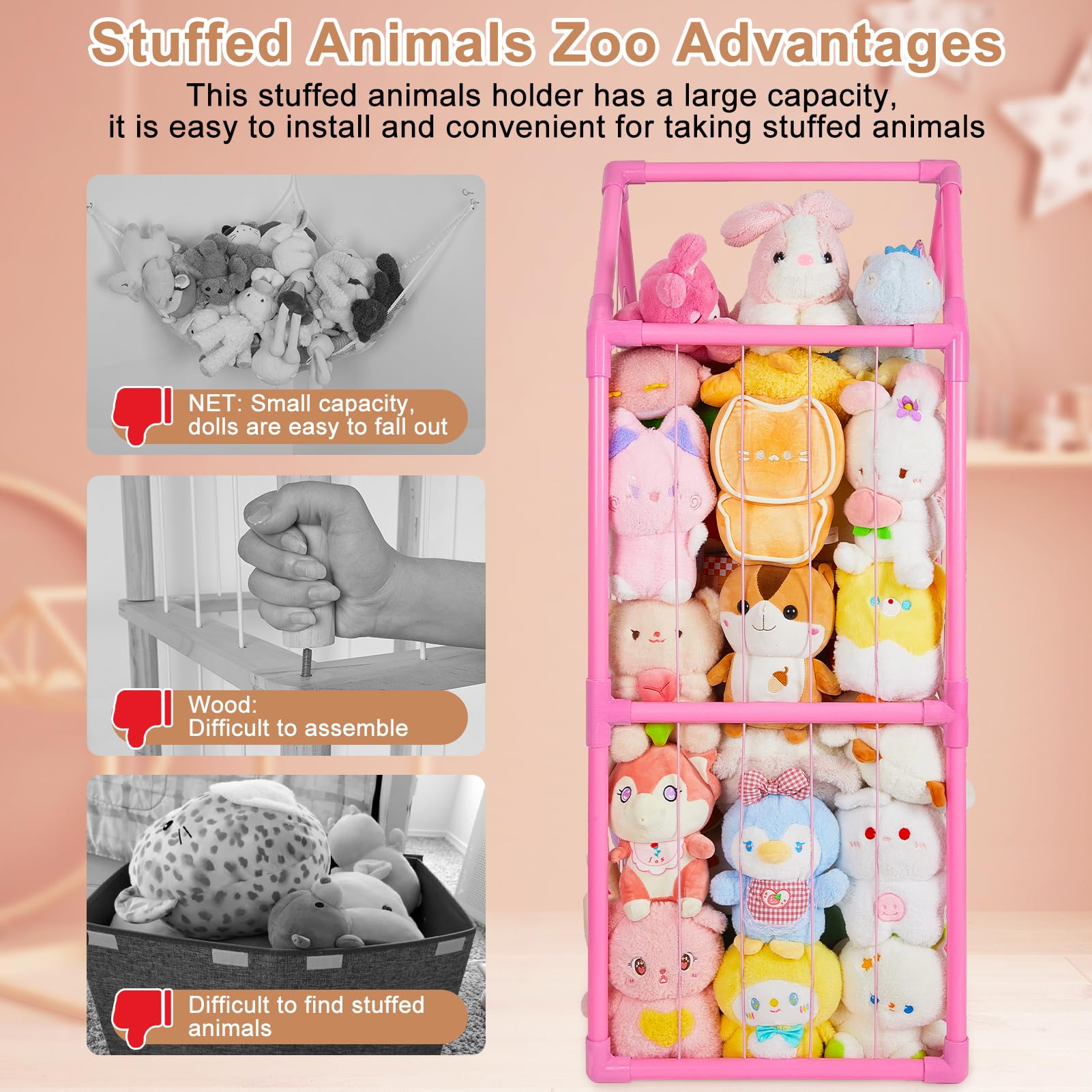 Basumee pink nursery playroom image shows kid-friendly storage