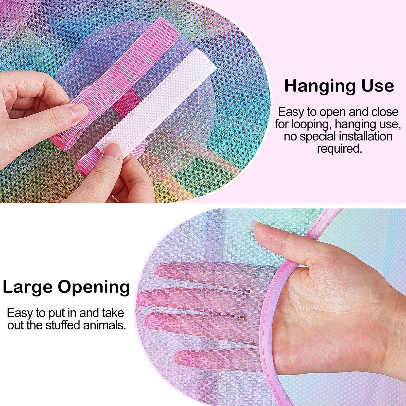 Basumee four-tier toy hammock blends with kids' room decor while organizing toys.