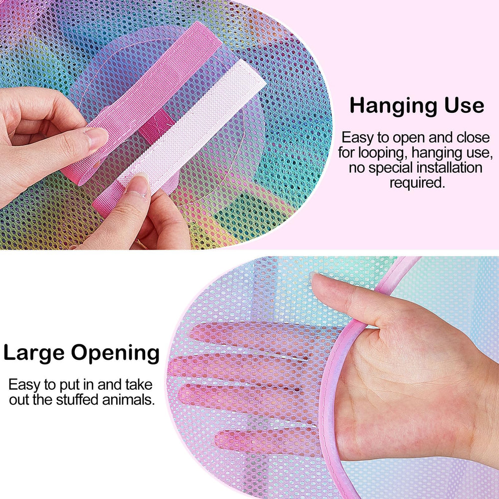 Basumee four-tier toy hammock blends with kids' room decor while organizing toys.