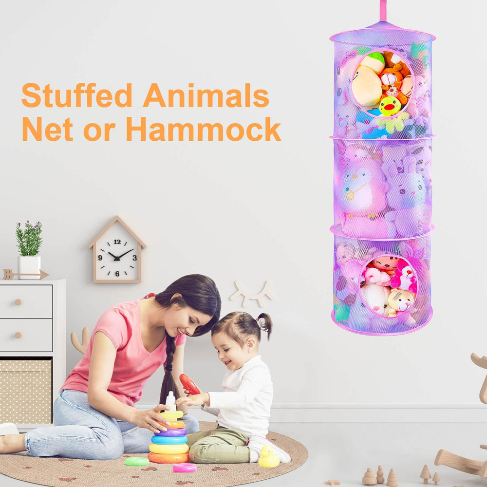 Basumee see-through mesh compartments help spot the right plush quickly.