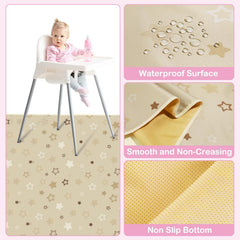 Basumee Splat Mat with brown stars pattern hides messes while protecting floors.