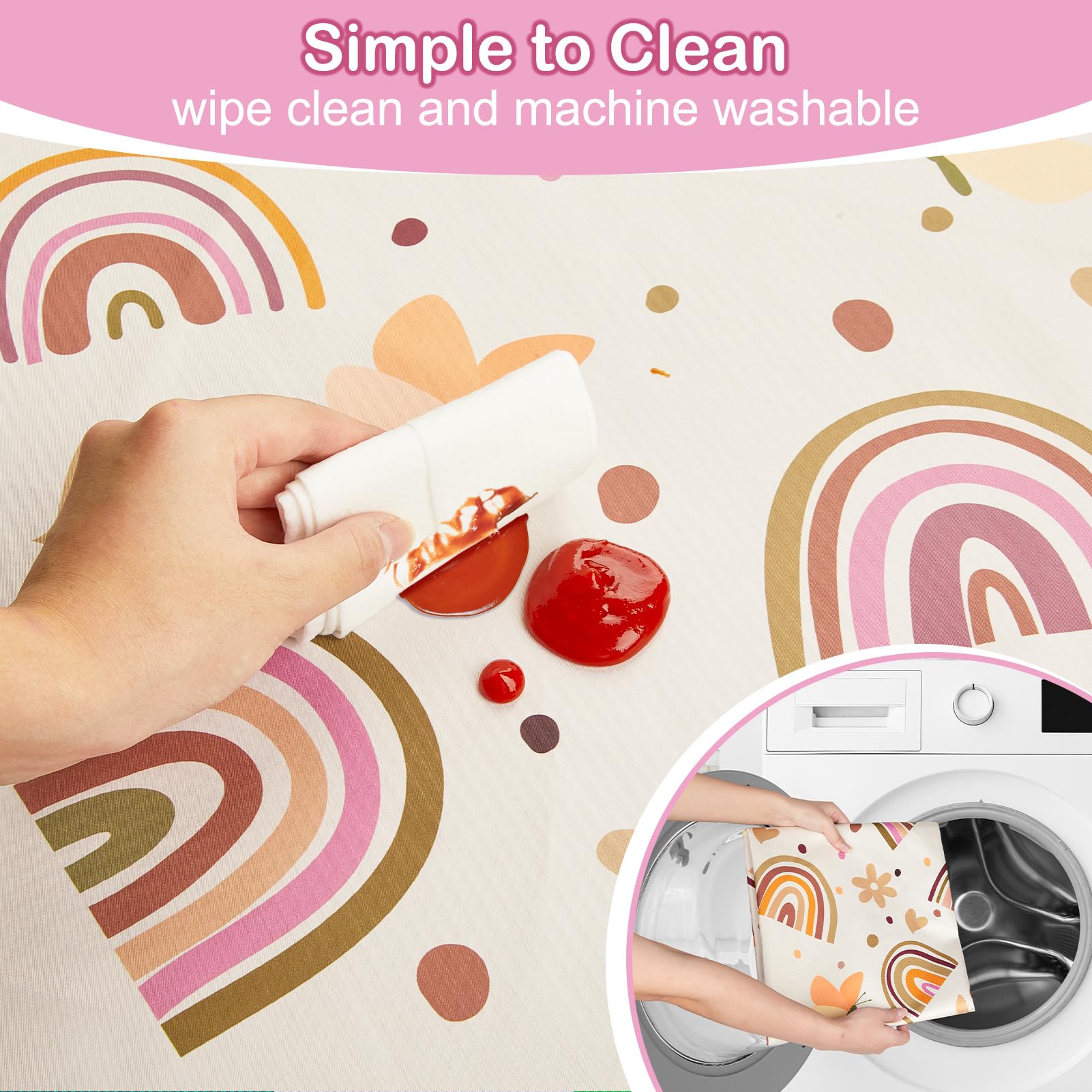 Basumee Splat Mat machine washable for effortless cleaning.