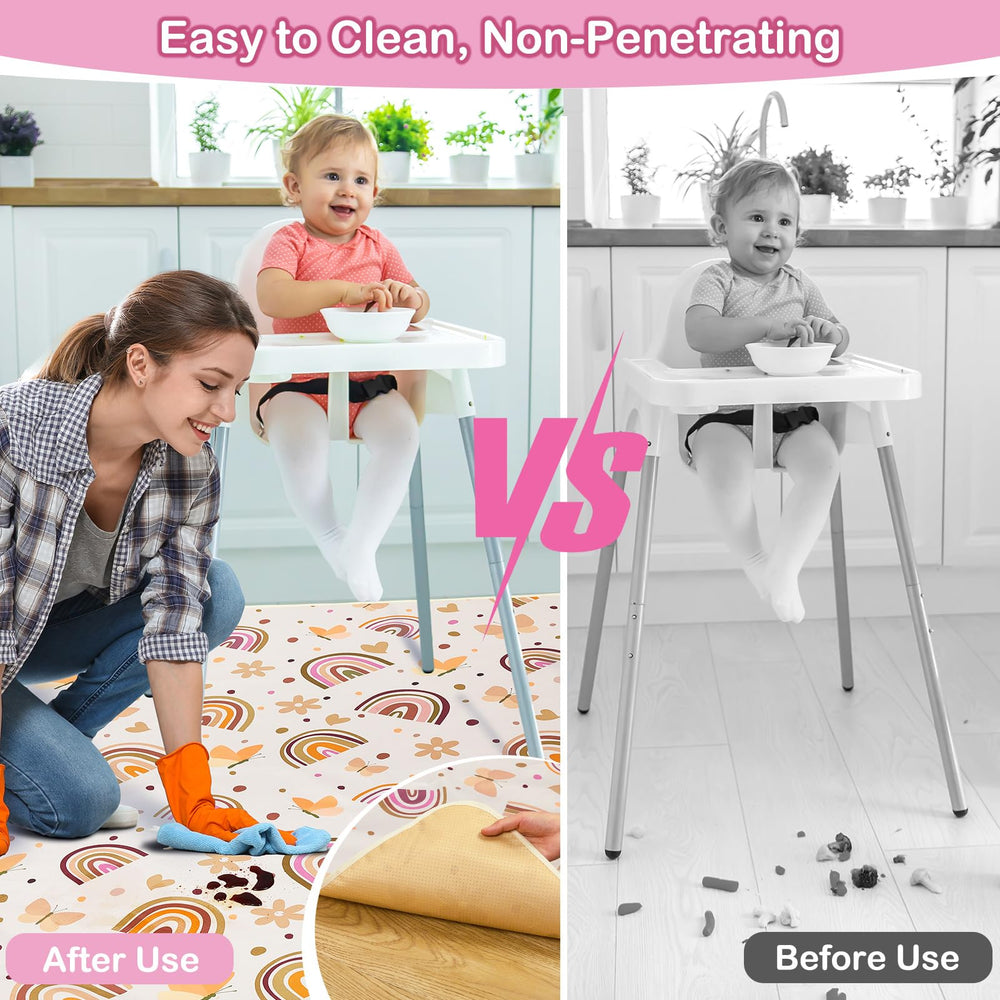 Basumee Splat Mat waterproof surface for quick cleanup after meals.