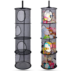 Basumee stuffed animals hammock 4-tiers front view keeps plushies tidy and accessible