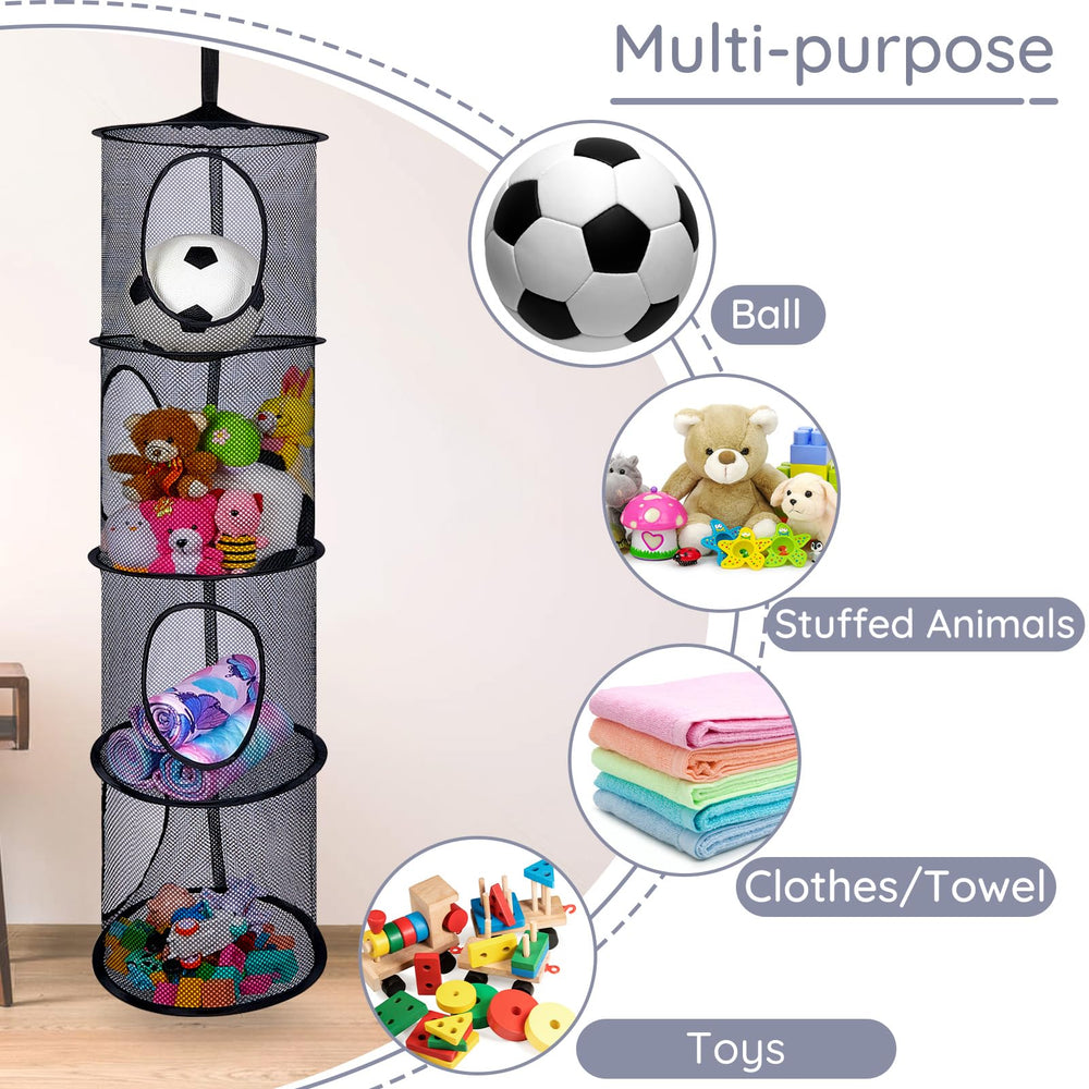 Basumee stuffed animals hammock 4-tiers folded-compact highlights portability for travel