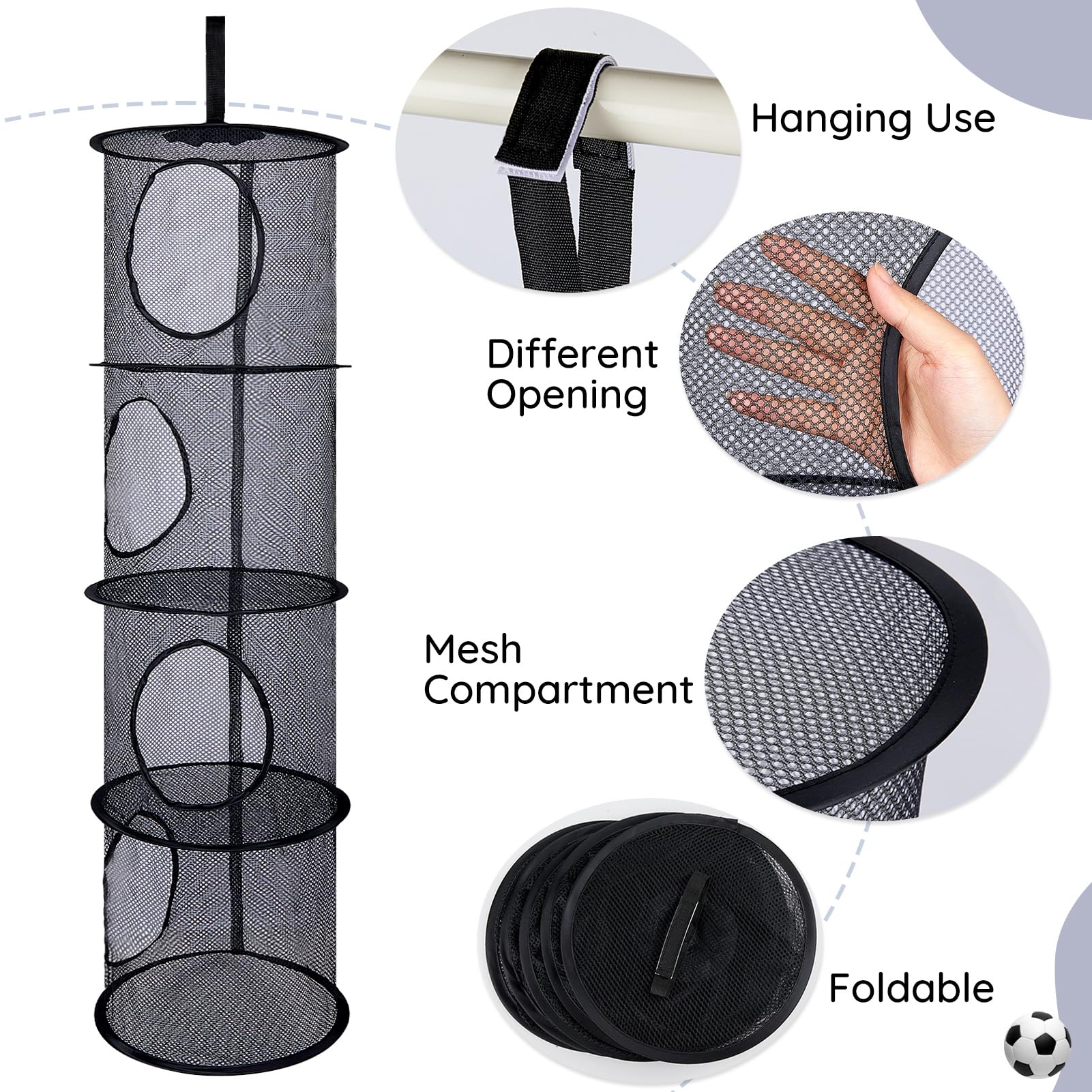 Basumee stuffed animals hammock 4-tiers mesh grid detail improves visibility and access