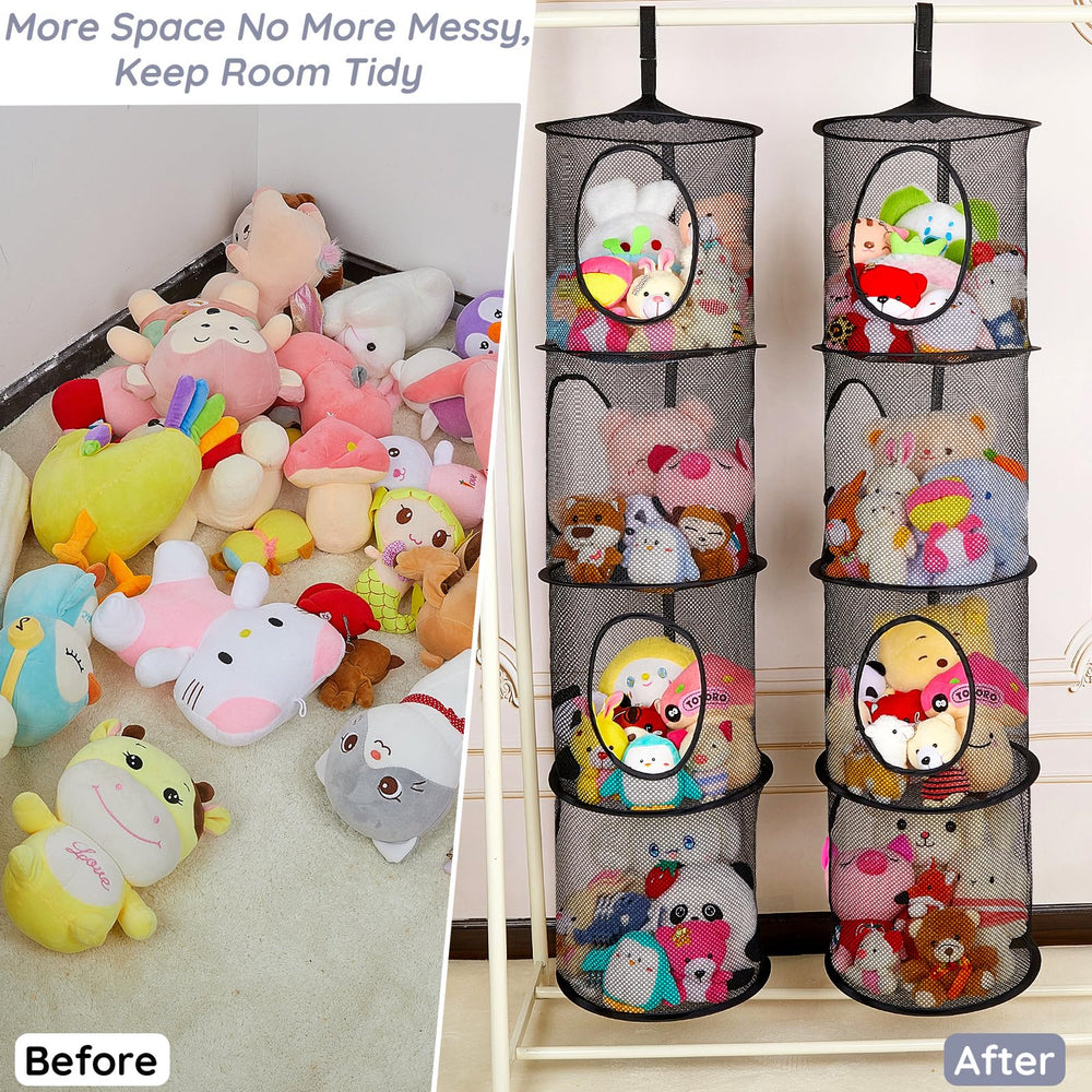 Basumee stuffed animals hammock 4-tiers packaging includes two organizers
