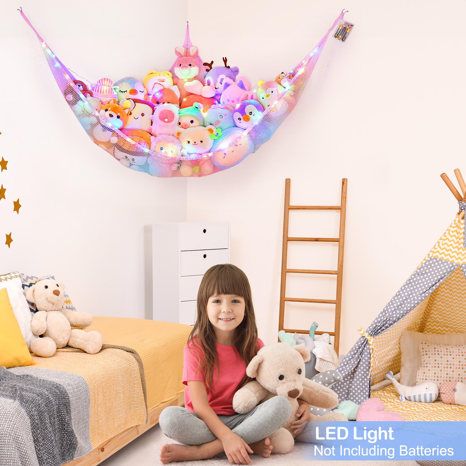 Basumee wall-hanging hammock with adjustable middle hook