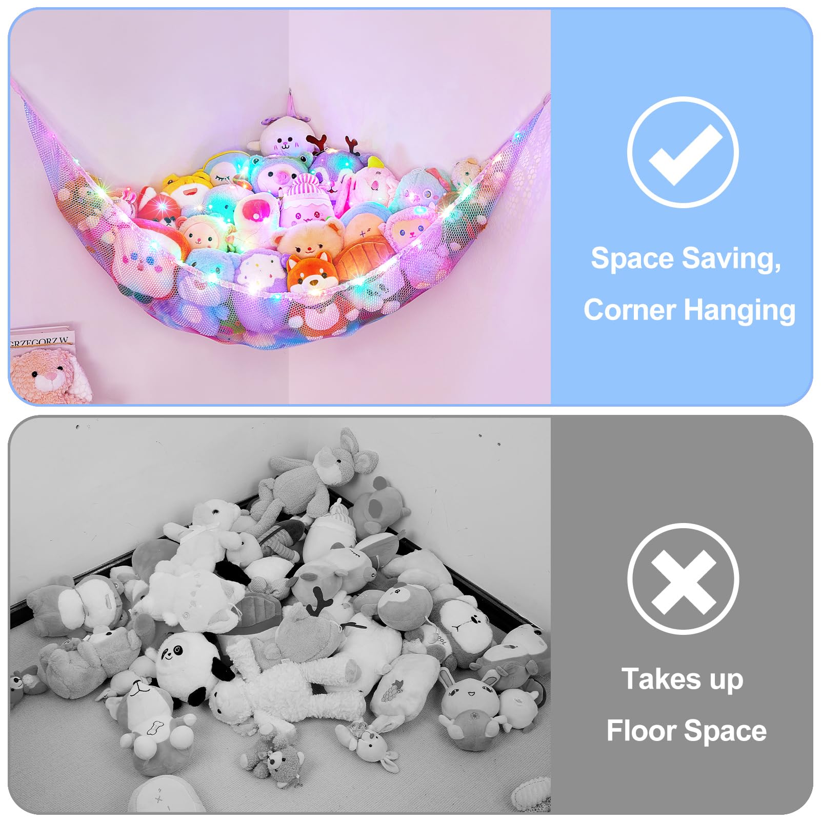 Basumee corner installation for tidy nursery organization.