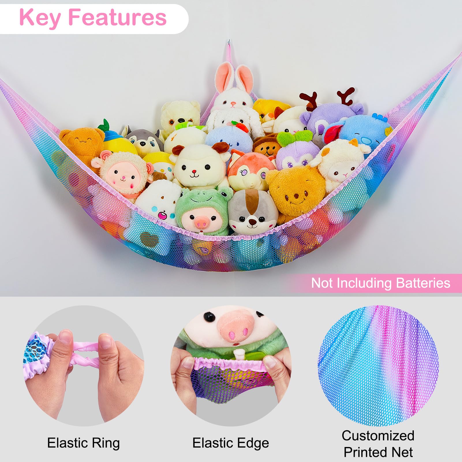 Basumee stuffed animals hammock corner storage keeps bedrooms tidy and organized.