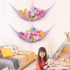 Basumee stuffed animals hammock corner storage demonstrates space-saving design.