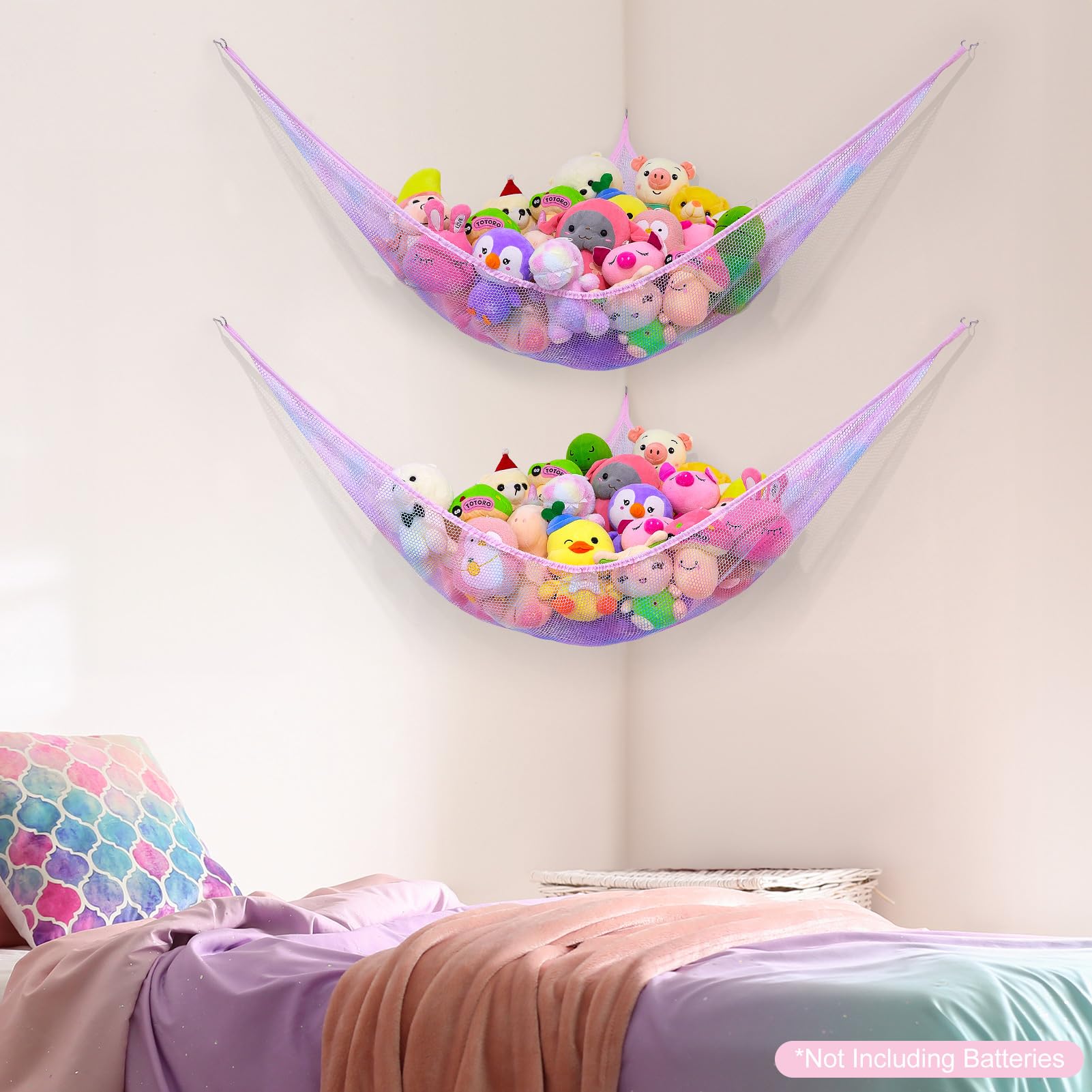 Basumee stuffed animals hammock large size accommodates many plush toys.
