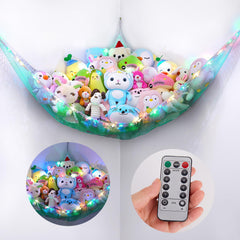Basumee stuffed animals hammock with LED remote for ambient storage display