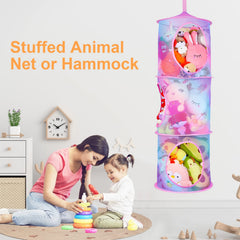Basumee stuffed-animals-hammock-mesh-compartments keeps plushies visible and easily accessible.