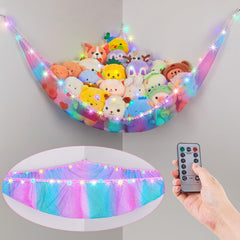 Basumee stuffed animals hammock wall-mount stores toys neatly in corners.