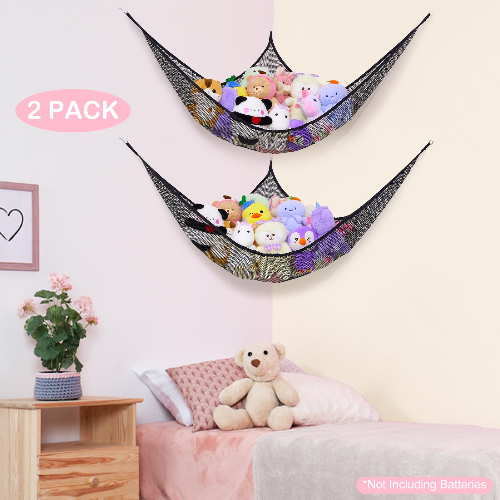 Basumee stuffed animals hammock XL 63x63x83 for bigger collections.