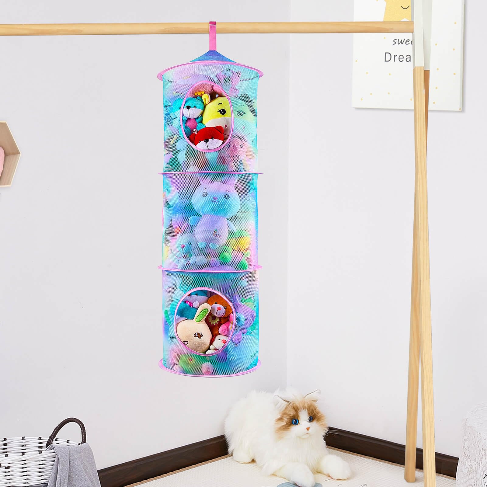 Basumee 5-tier setup highlights multi-room storage potential and tidy play areas.