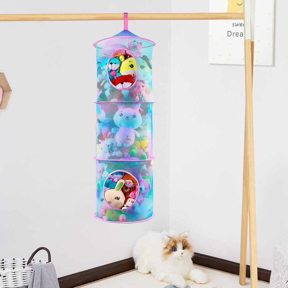 Basumee 5-tier setup highlights multi-room storage potential and tidy play areas.
