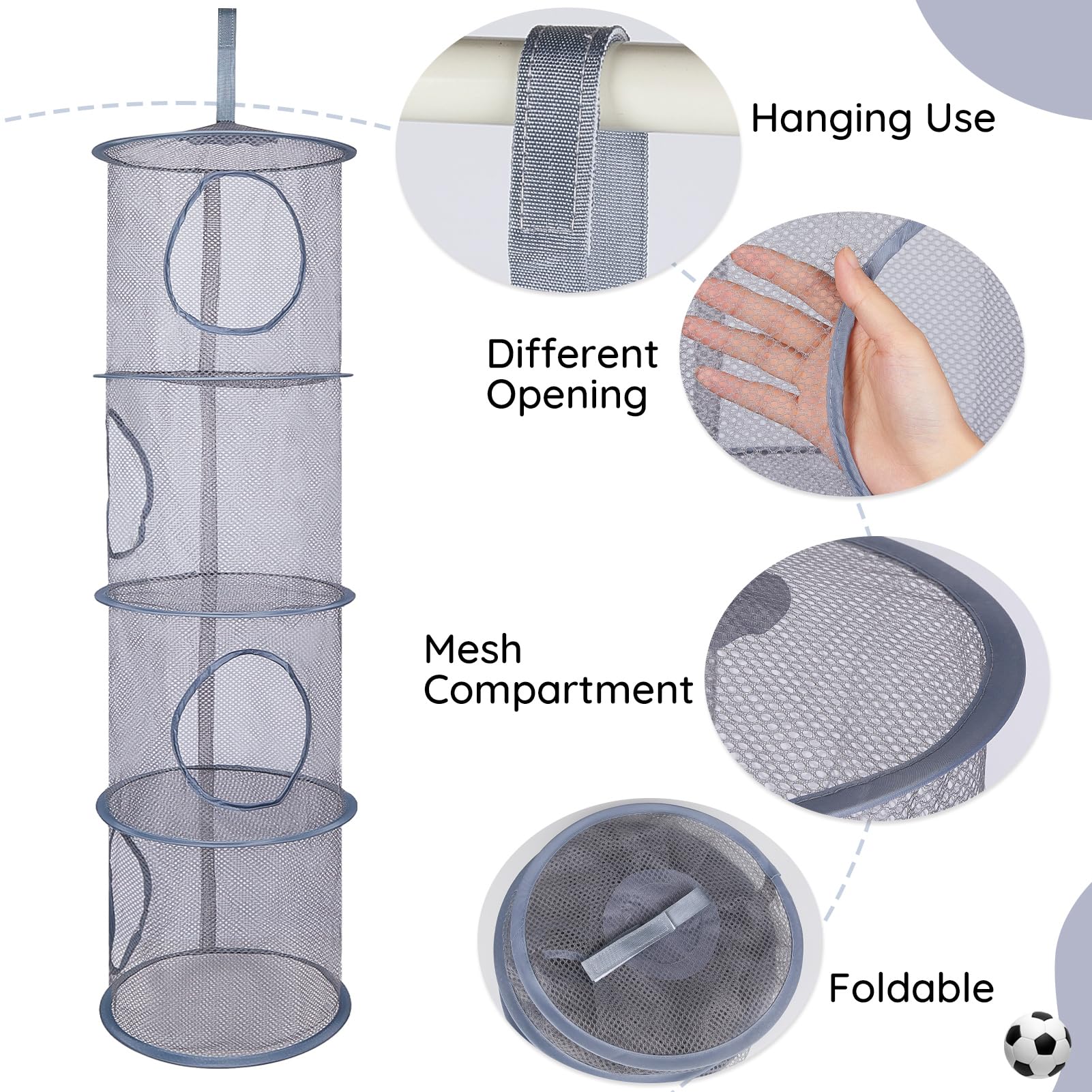 Basumee storage hammock mesh grid closeup highlights breathable compartments and visibility.