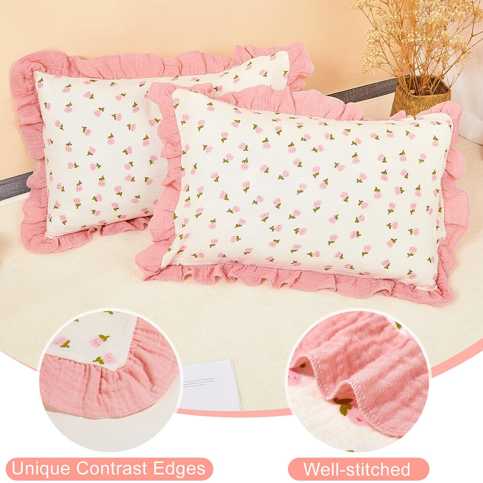 Basumee pillowcase envelope closure keeps pillow secure and easy to wash anywhere.