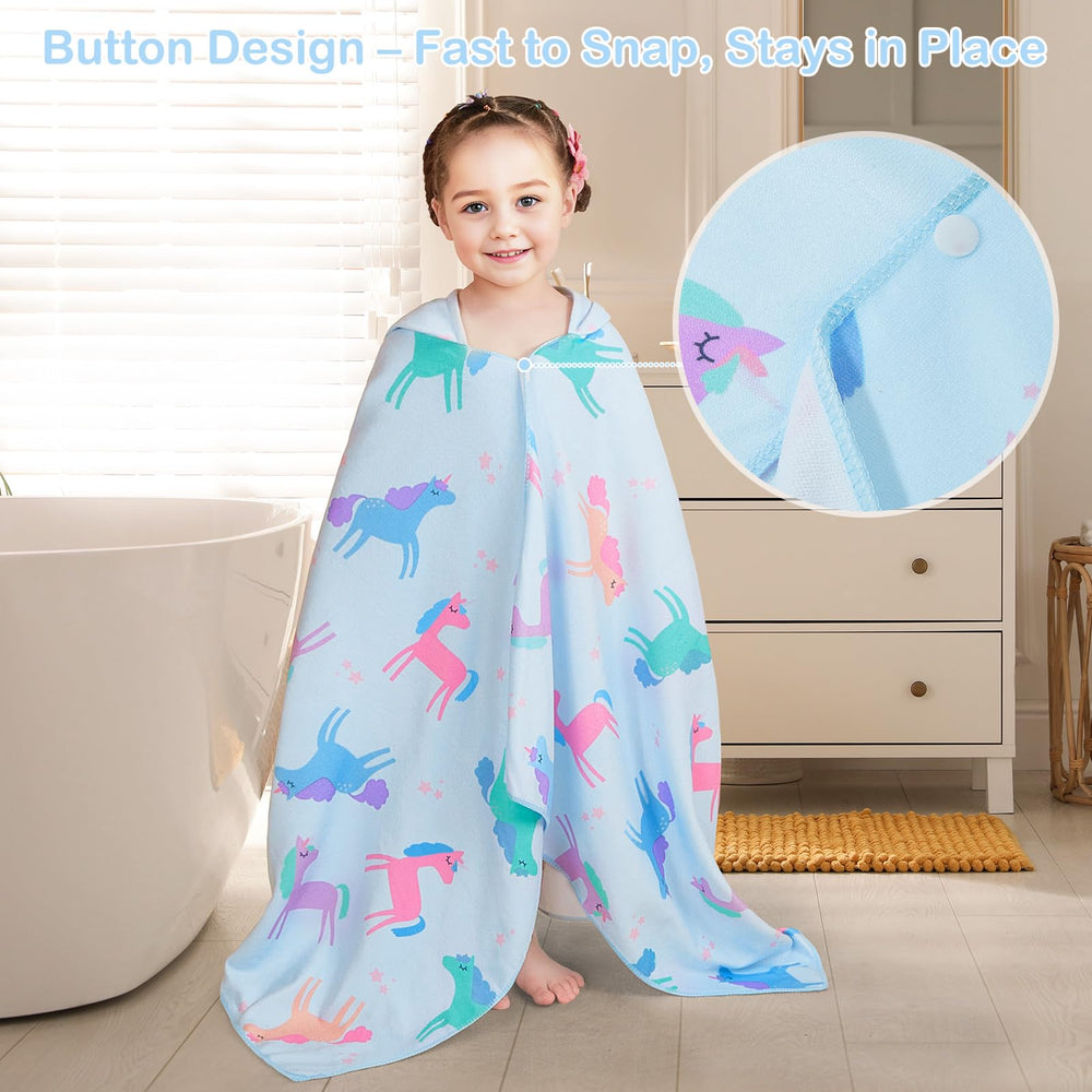 Basumee butterfly-pattern hooded towel brightens bath time and dries gently.