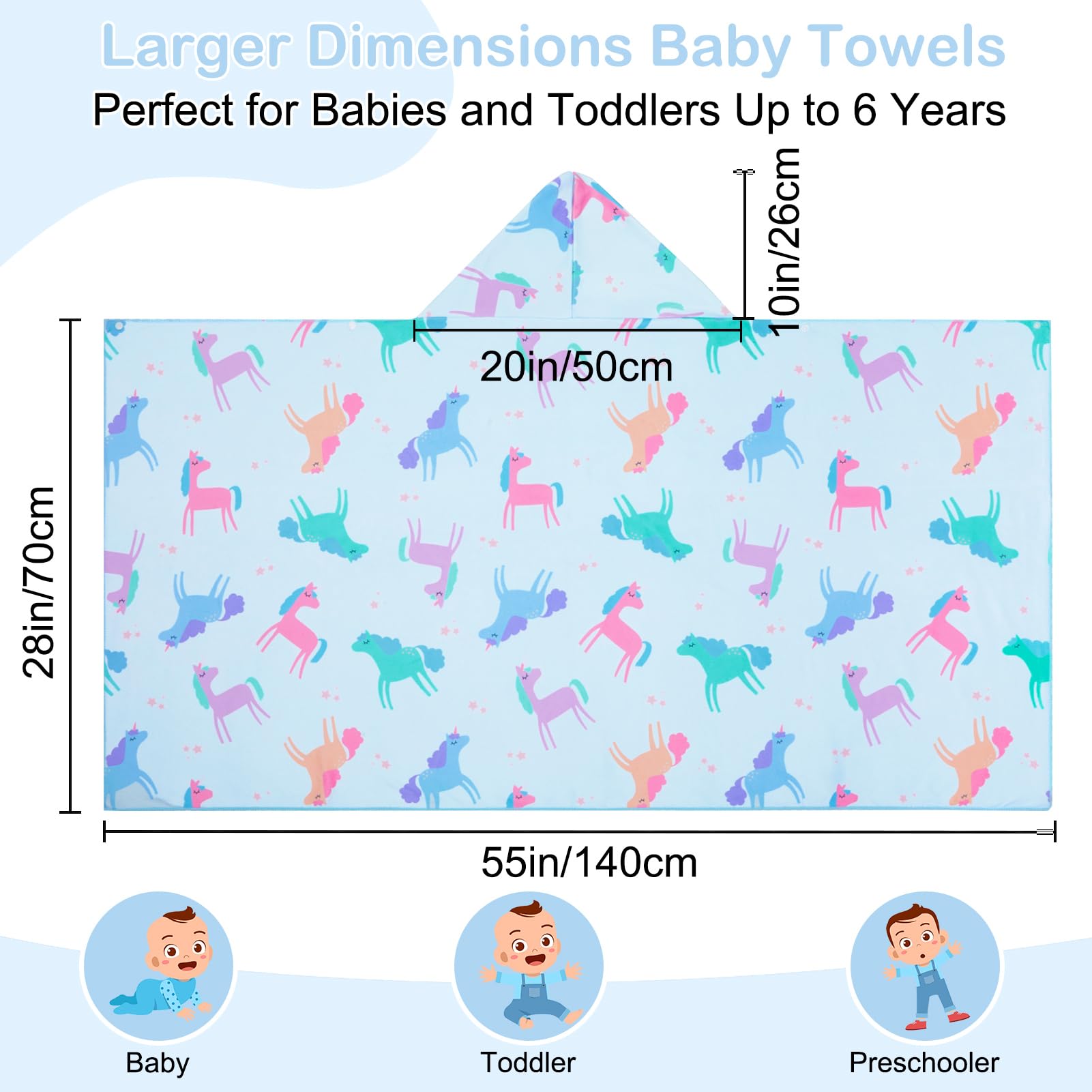 Basumee towel hood displays dinosaur pattern for playful bath time.