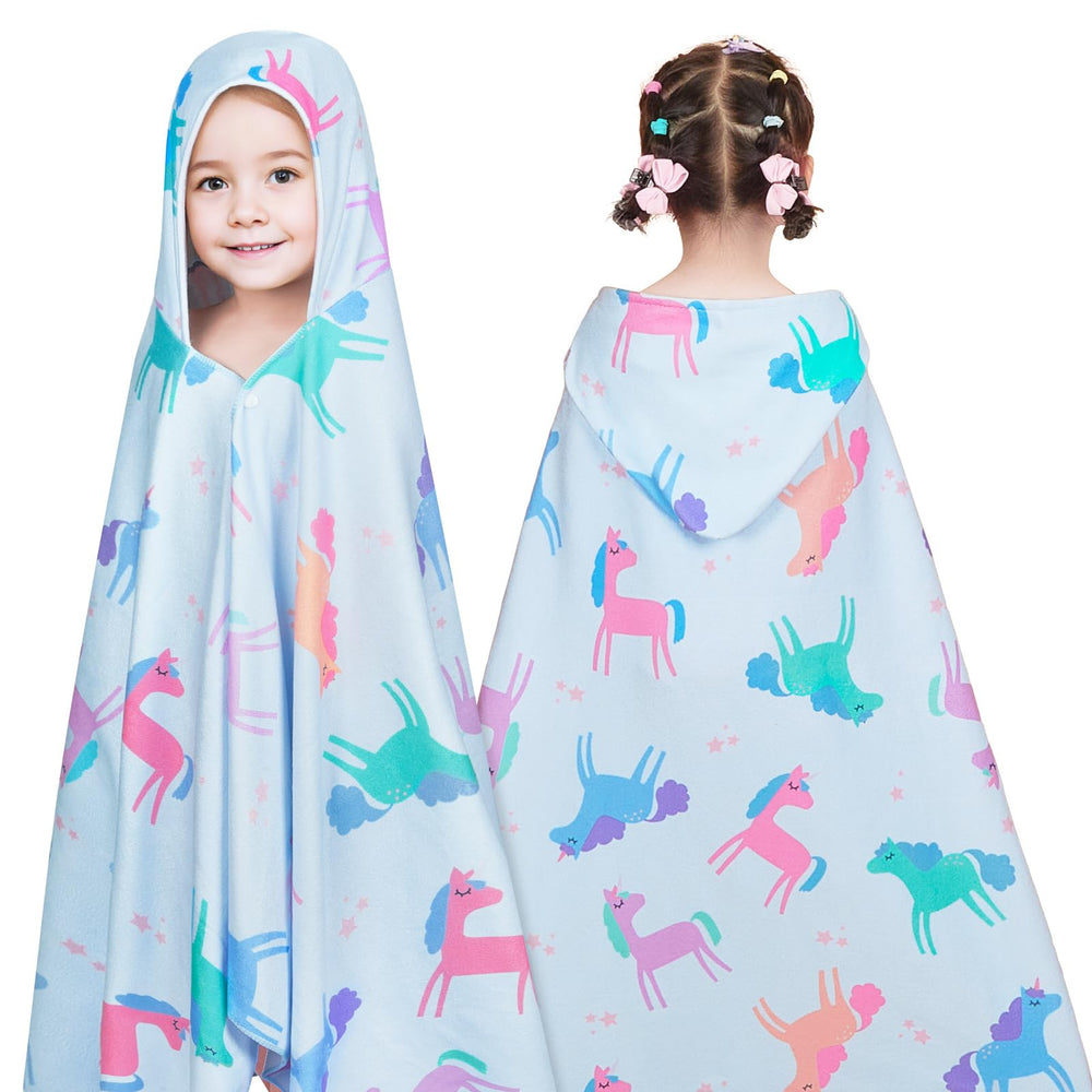 Basumee hooded towel supports quick hair drying after bath.