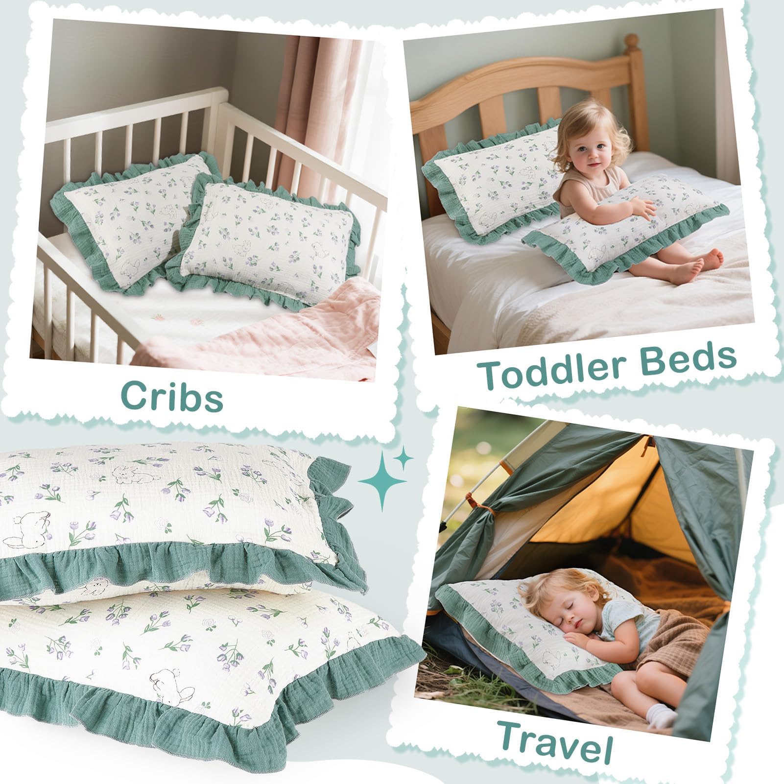 Basumee two-pack green bunny pillowcase ensures color stays vibrant after washes.